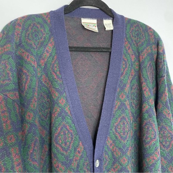 Giorgio di Firenze Vinatge  Sweater Multicolor Diamond Long Sleeve - Picture 4 of 7